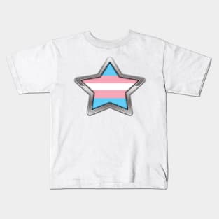 Large Transgender Pride Flag Colored Star with Chrome Frame. Kids T-Shirt